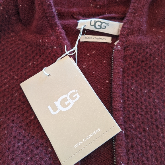 UGG Elyse Cashmere Burgundy Hoodie Sweater - Picture 7 of 8